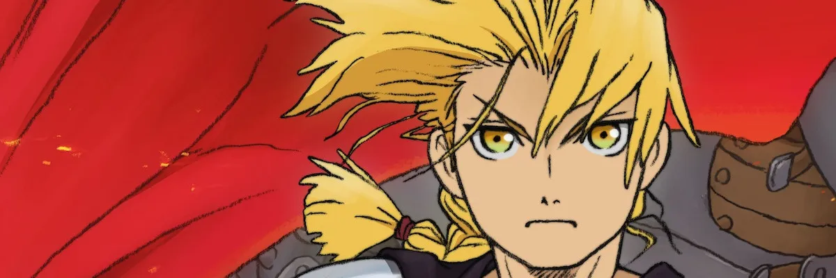 Edward Elric con su capa roja en una ilustración de Fullmetal Alchemist